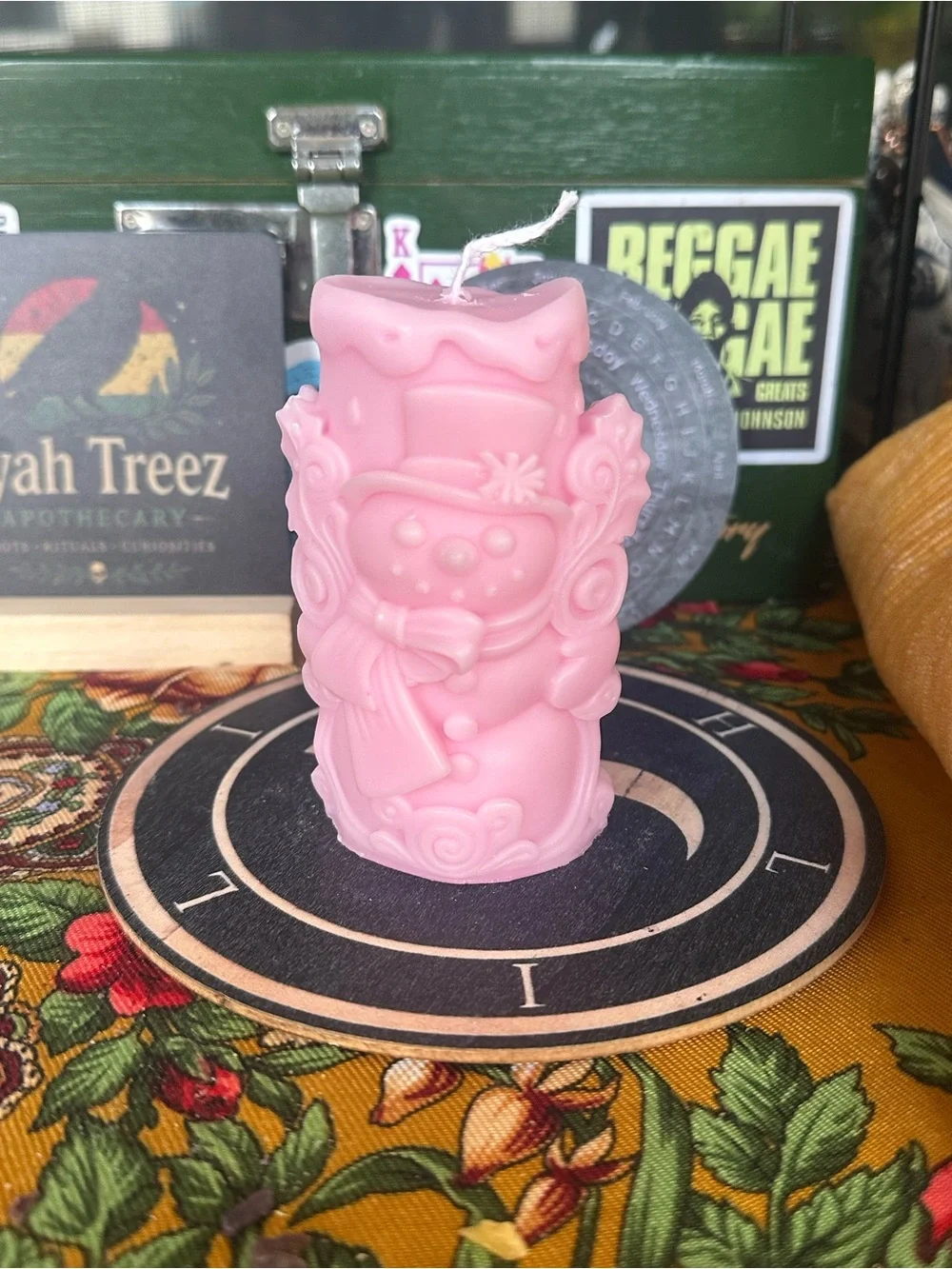 Pink Snowman Candle